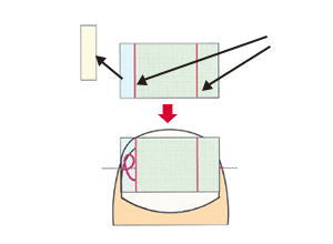 Paste on one side of the nail.